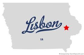 Star on the map of Iowa showing Lisbon, IA